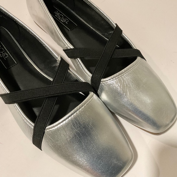 RACHEL Rachel Roy Calm Square Toe Silver Black Ballet Flats Size 11 LIKE NEW - Picture 3 of 9
